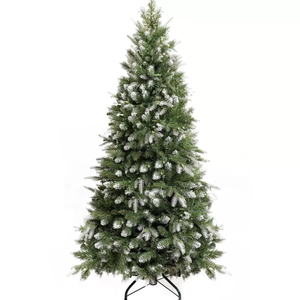 Outlet The Holiday Aisle Pre-Lit Artificial Fir Christmas Tree, White Tip Warm Lighted Christmas Tree With Stand & Foot Pedal