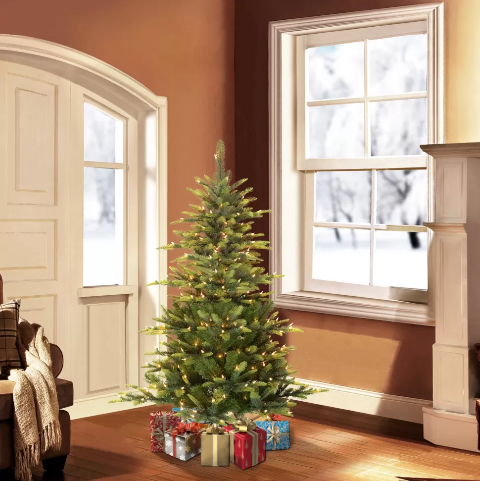 Cheap Steelside Pre-Lit Aspen Green Fir Artificial Christmas Tree With Clear/White Lights