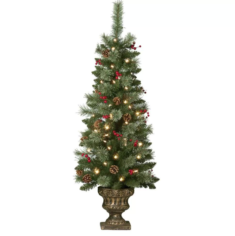 Clearance Three Posts Pre-Lit Carolina 4' Green Spruce Artificial Christmas Tree With 80 Lighting Color