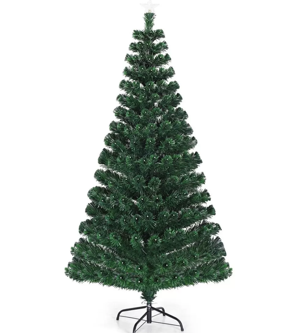 Sale The Holiday Aisle Pre-Lit Fiber Optic Top Star 6' Green Pine Artificial Christmas Tree With 230 Multi-Color Lights