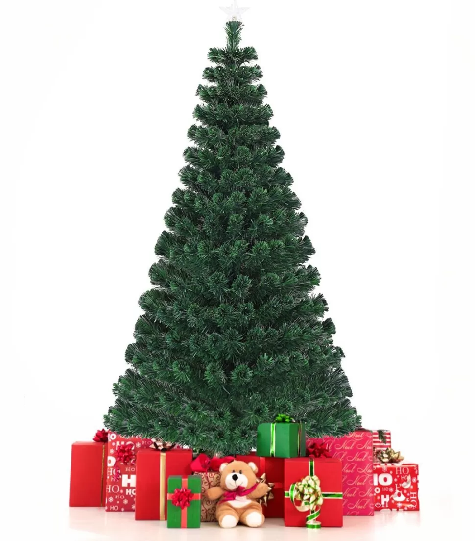 Sale The Holiday Aisle Pre-Lit Fiber Optic Top Star 6' Green Pine Artificial Christmas Tree With 230 Multi-Color Lights