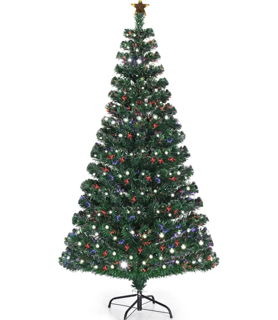 Sale The Holiday Aisle Pre-Lit Fiber Optic Top Star 6' Green Pine Artificial Christmas Tree With 230 Multi-Color Lights