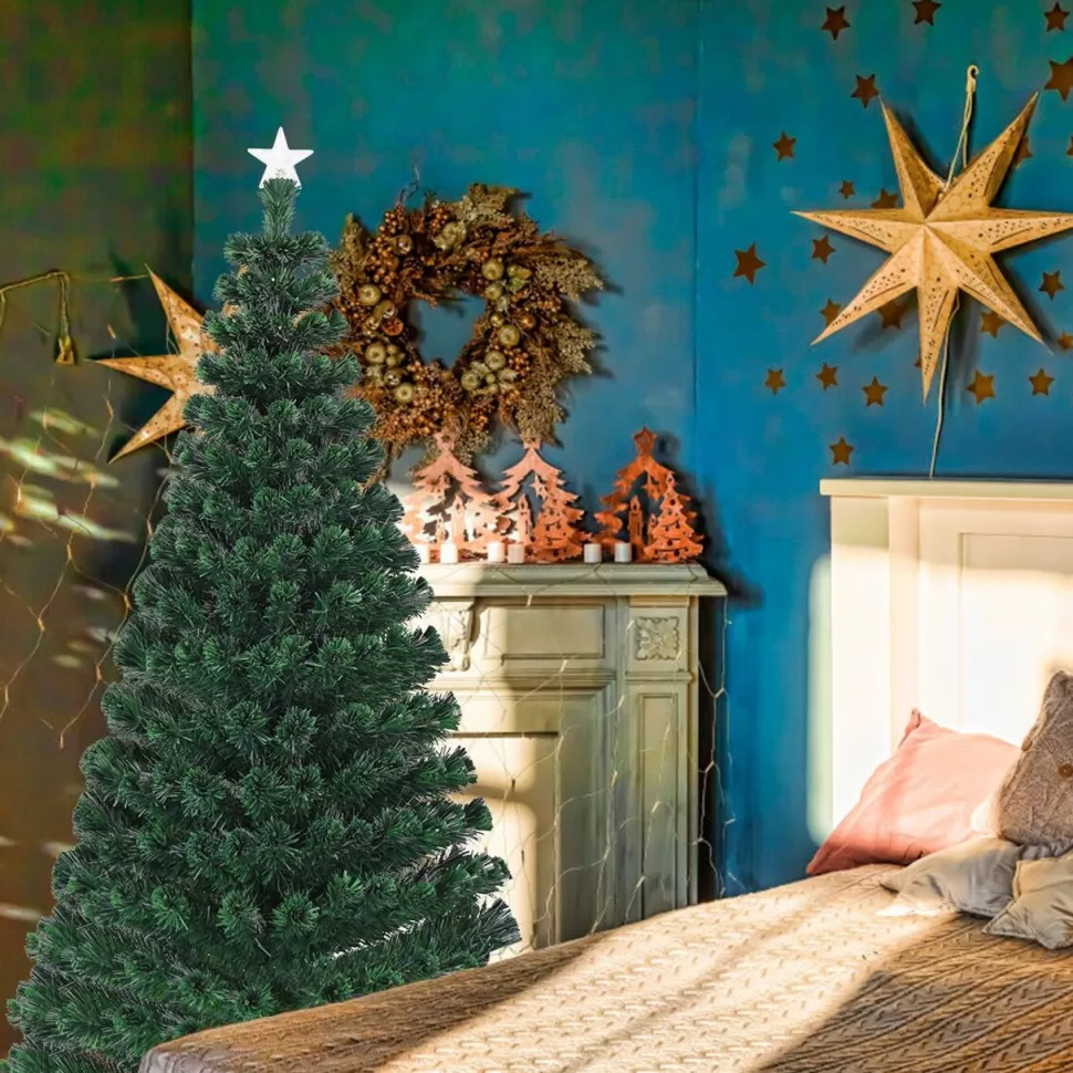 Sale The Holiday Aisle Pre-Lit Fiber Optic Top Star 6' Green Pine Artificial Christmas Tree With 230 Multi-Color Lights