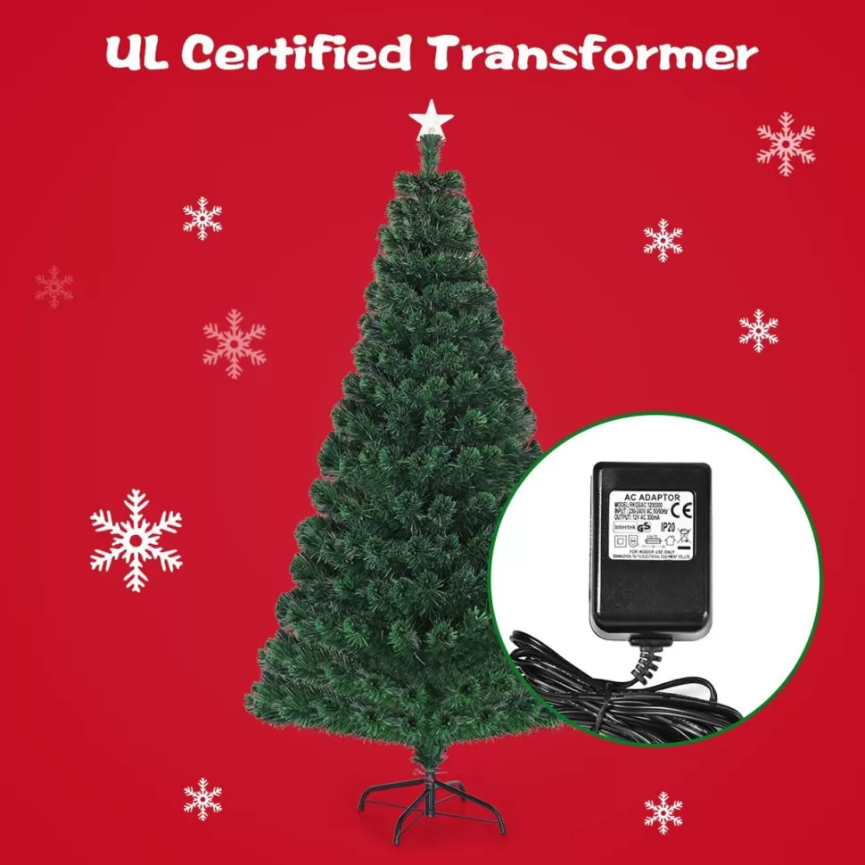 Sale The Holiday Aisle Pre-Lit Fiber Optic Top Star 6' Green Pine Artificial Christmas Tree With 230 Multi-Color Lights