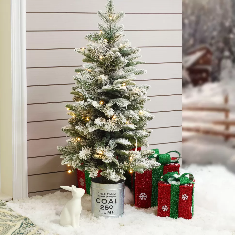 Flash Sale The Holiday Aisle Pre-Lit Porch 3' White/Green Realistic Artificial Fir Christmas Tree With 50 Warm White Lights