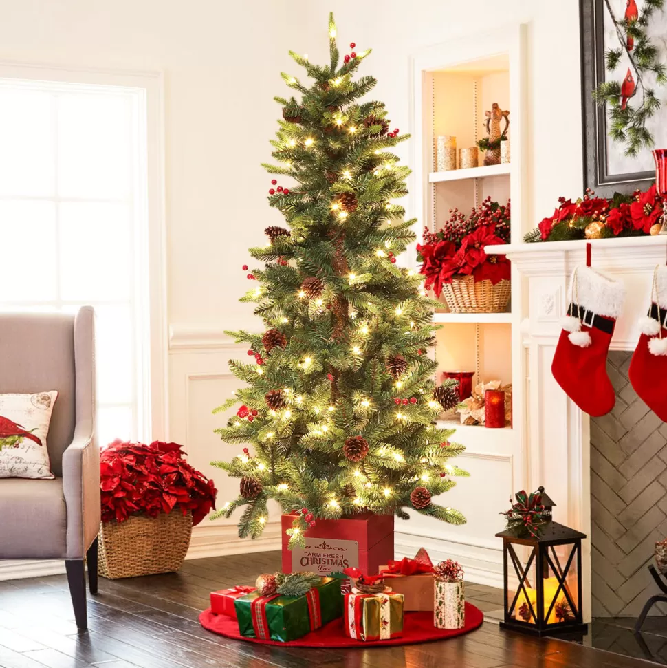 Outlet The Holiday Aisle Pre-Lit Porch 5' Green Pine Fir Artificial Christmas Tree With 150 Warm White Lights