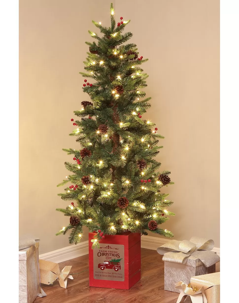 Outlet The Holiday Aisle Pre-Lit Porch 5' Green Pine Fir Artificial Christmas Tree With 150 Warm White Lights