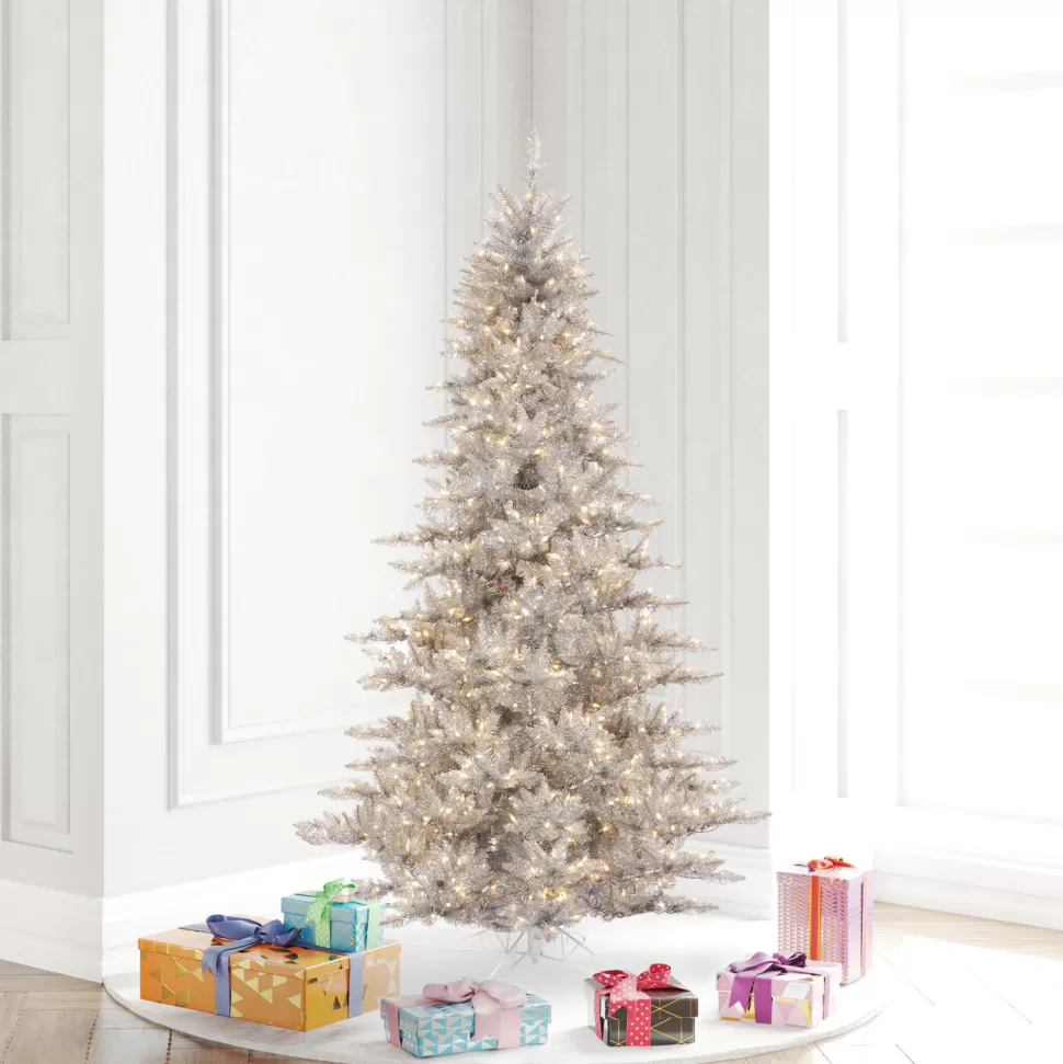 Best Sale The Holiday Aisle Silver Tinsel Fir Artificial Christmas Tree