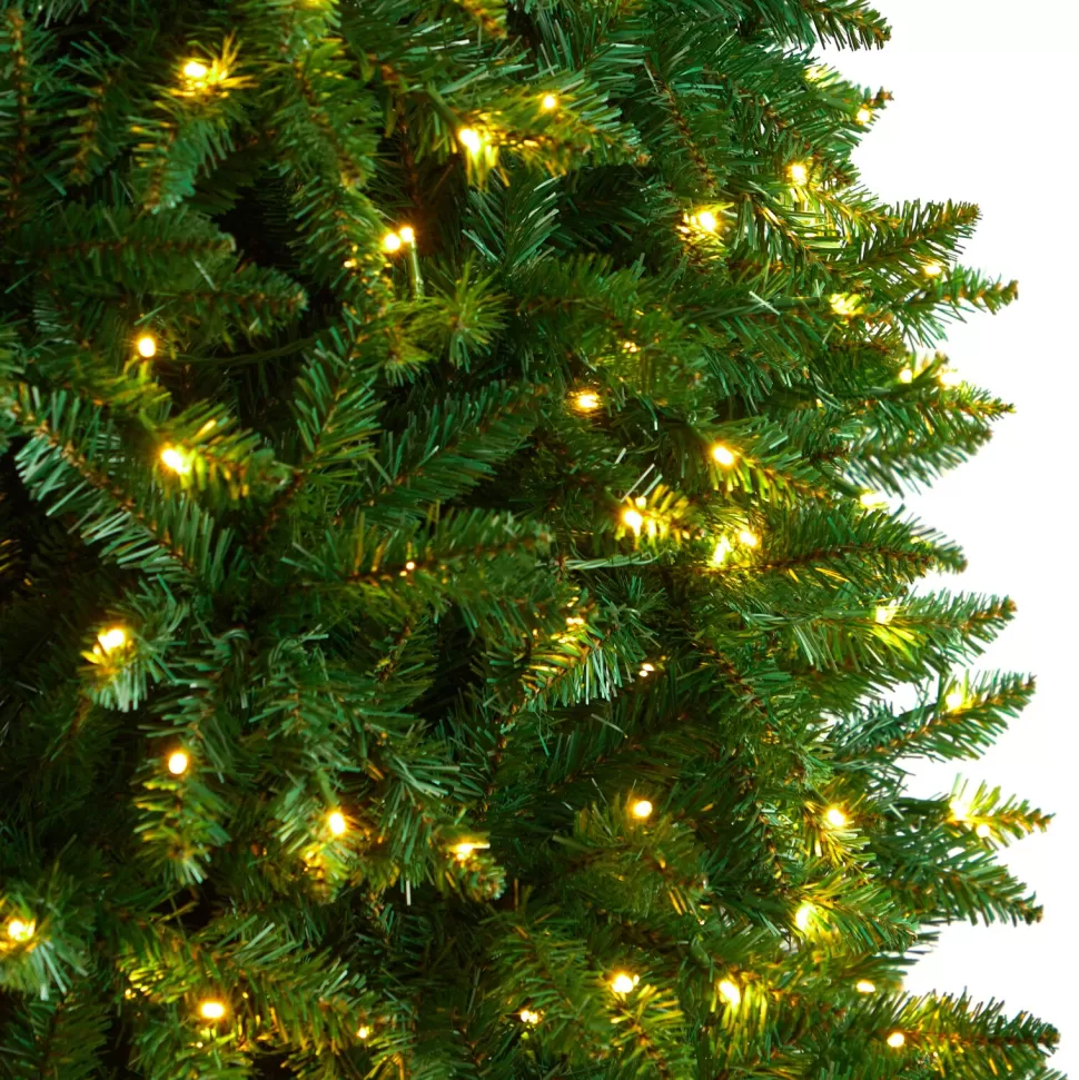 Hot The Holiday Aisle Slender Green Artificial Pine Feather Christmas Tree With Led Lights