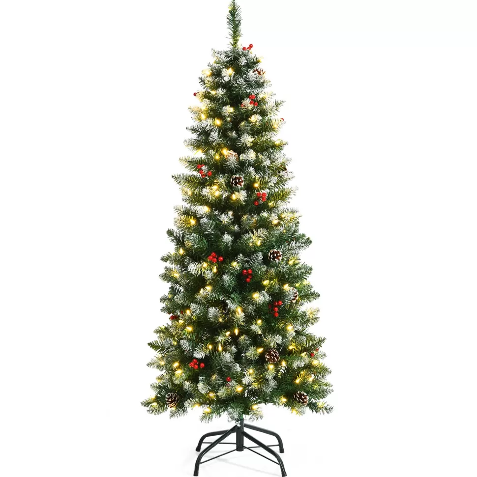 Clearance Hashtag Home Slender Green Artificial Pvc Cashmere Christmas Tree With Led
