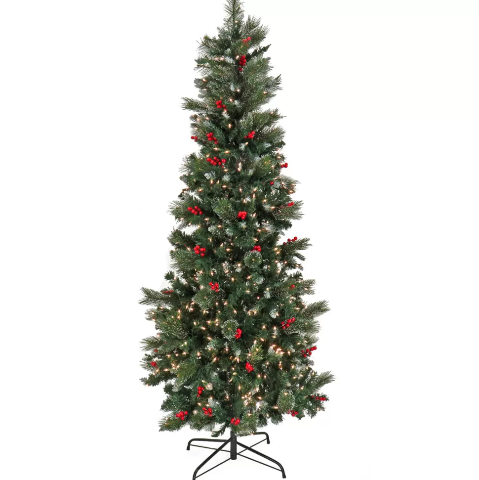 Online The Holiday Aisle Slender Green Fir Christmas Tree With Incandescent Lights And Pinecones
