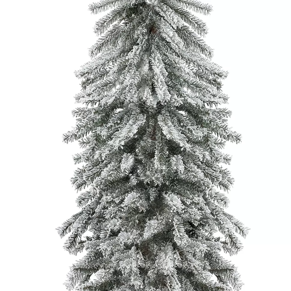 Discount Mercury Row Slender Green Fir Flocked Christmas Tree With 255 Led Lights