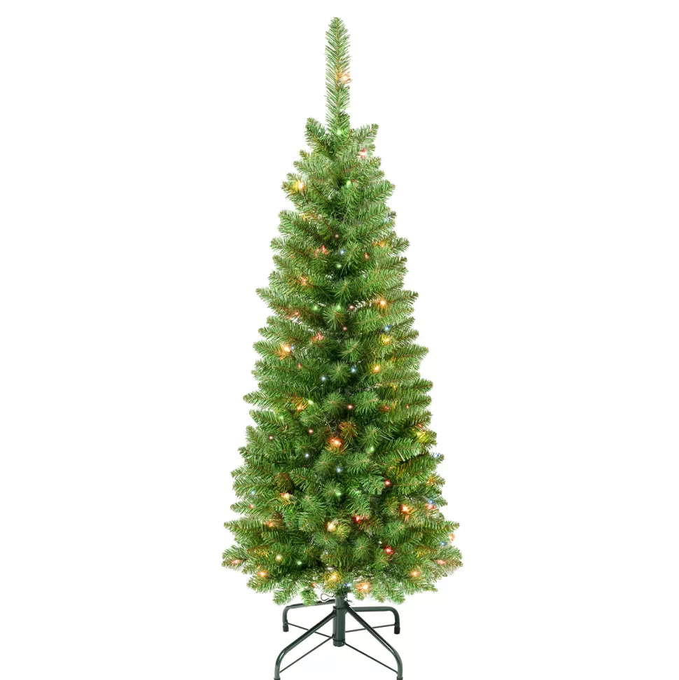 Store The Holiday Aisle Slender Green Pine Christmas Tree With 100 Lights