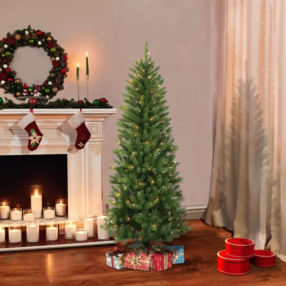 Shop The Holiday Aisle Slender Green Pine Christmas Tree With Lights