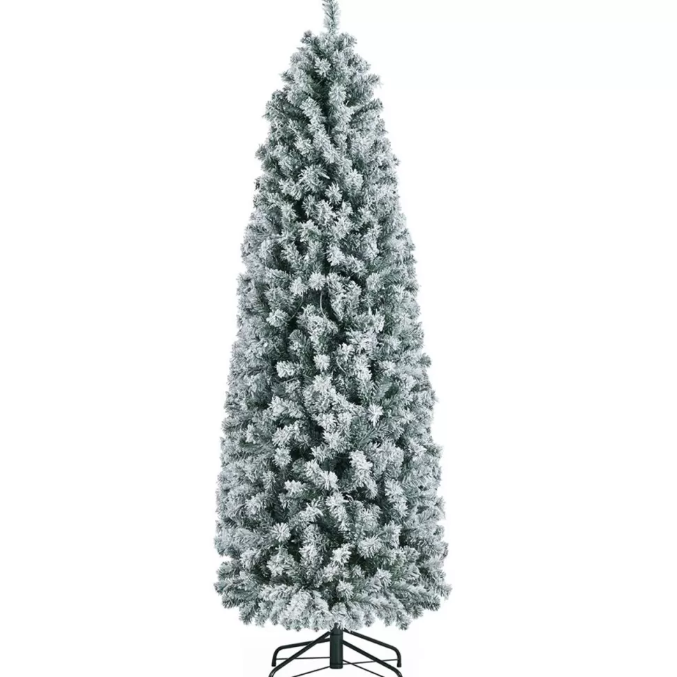 Clearance The Holiday Aisle Slender Green Spruce Flocked/Frosted Christmas Tree With 250 Lights Led Lights