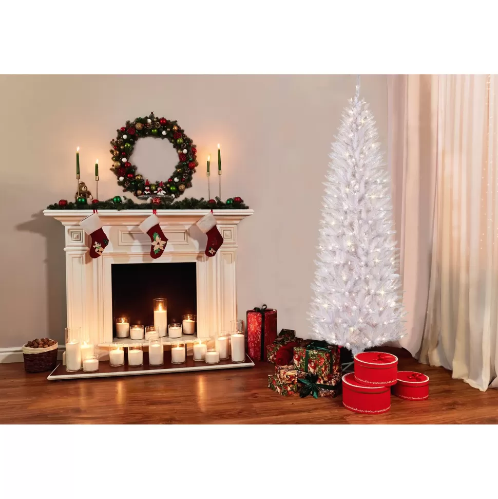 New The Holiday Aisle Slender White Artificial Pvc & Pe Blend Fir Christmas Tree With 350 Incandescentsteady/Constant Lights