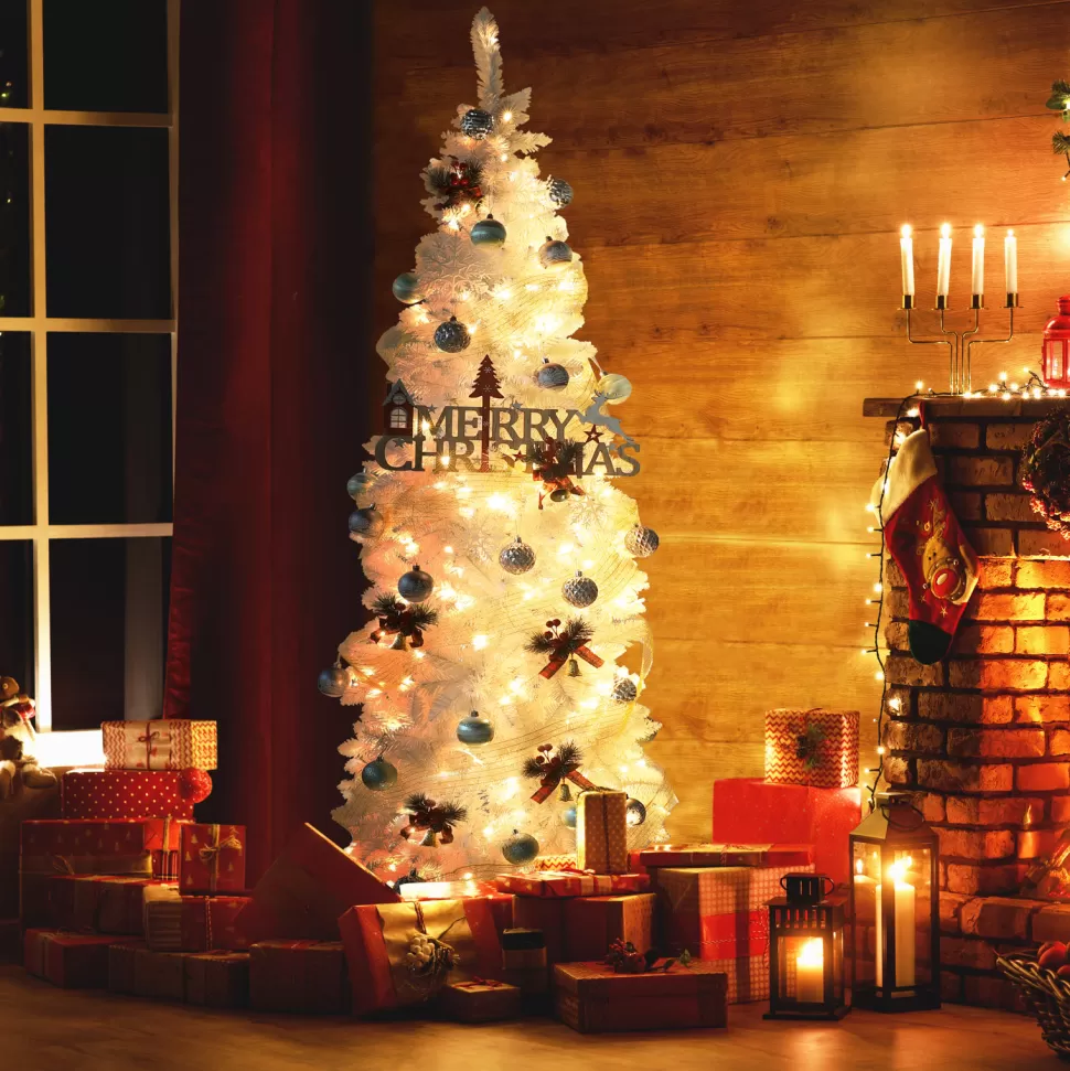 Store The Holiday Aisle Slender White Fir Cashmere Christmas Tree With Lights