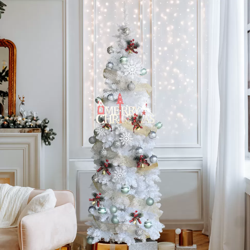 Store The Holiday Aisle Slender White Fir Cashmere Christmas Tree With Lights
