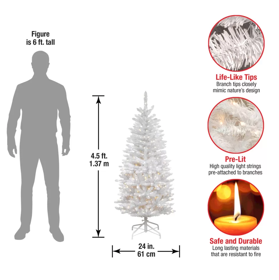 Outlet The Holiday Aisle Slender White Realistic Artificial Fir Christmas Tree With Incandescent Steady/Constant Lights