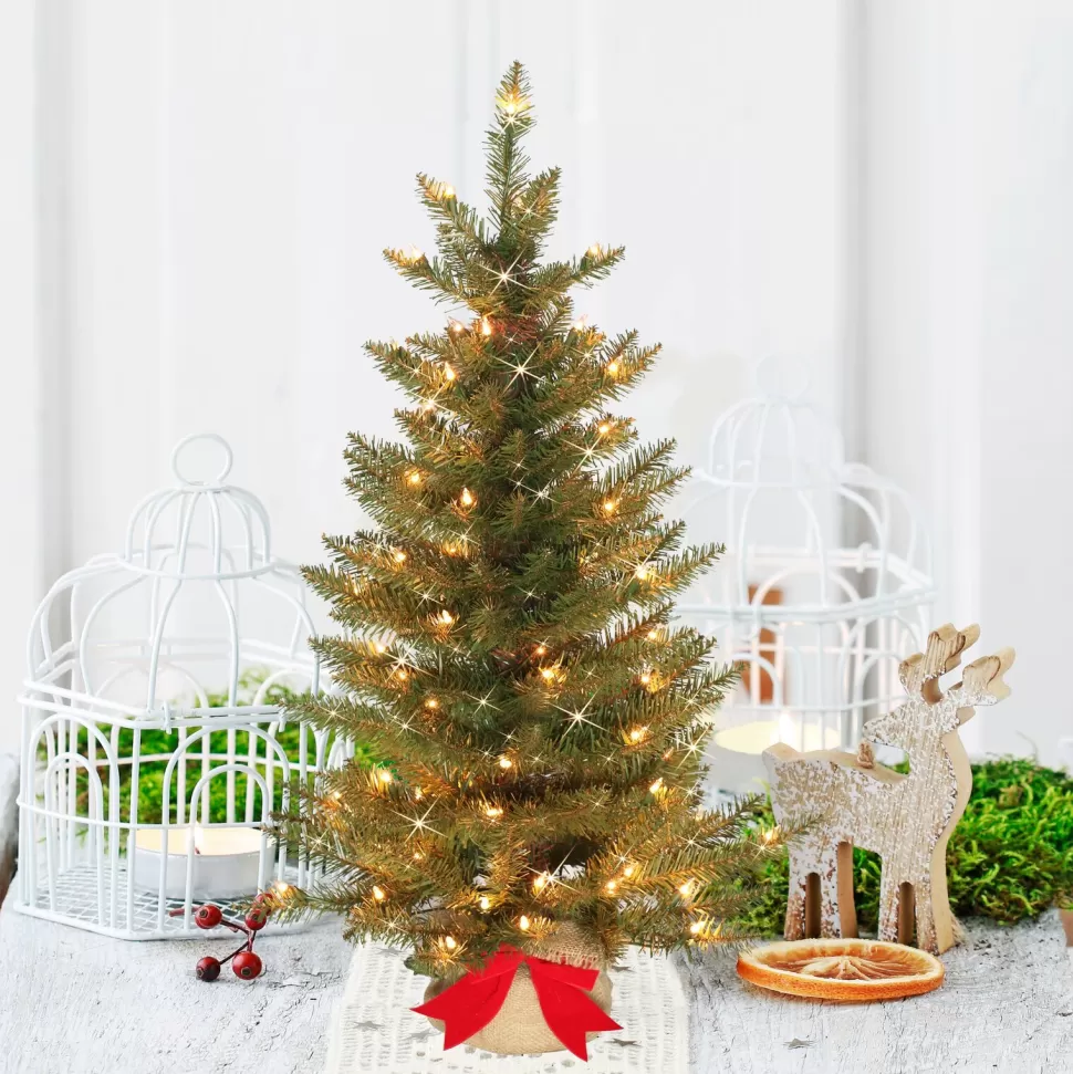 Best The Holiday Aisle Slim Fraser 3' Green Fir Artificial Christmas Tree With 70 Clear/White Lights