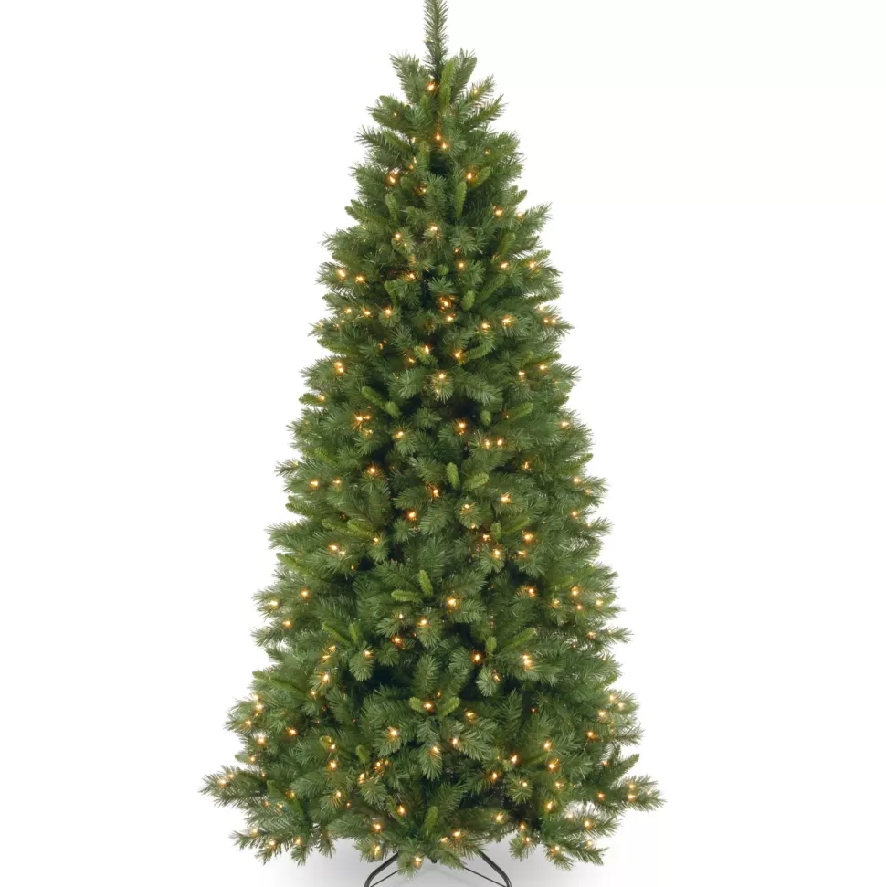 New The Holiday Aisle Slim Hinged 7.5' Green Pine Artificial Christmas Tree With 450 Colored & Clear Lights