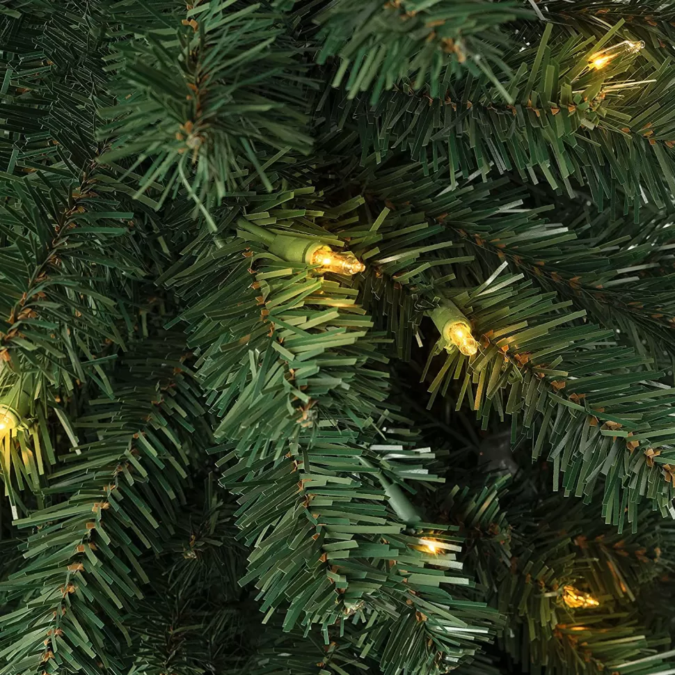 Best Sale The Holiday Aisle Slim Pre-Lit Artificial Christmas Tree, Green Pine Fir Warm Lighted Christmas Tree With Metal Stand
