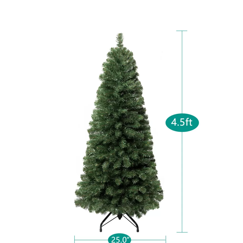 Best Sale The Holiday Aisle Slim Pre-Lit Artificial Christmas Tree, Green Pine Fir Warm Lighted Christmas Tree With Metal Stand
