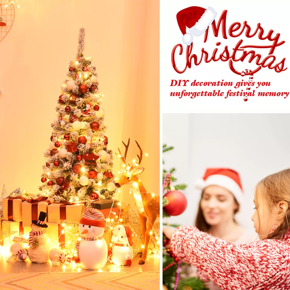 Store The Holiday Aisle Snow Flocked Pencil 4.5' Green Pine Artificial Christmas Tree With 150 Clear/White Lights