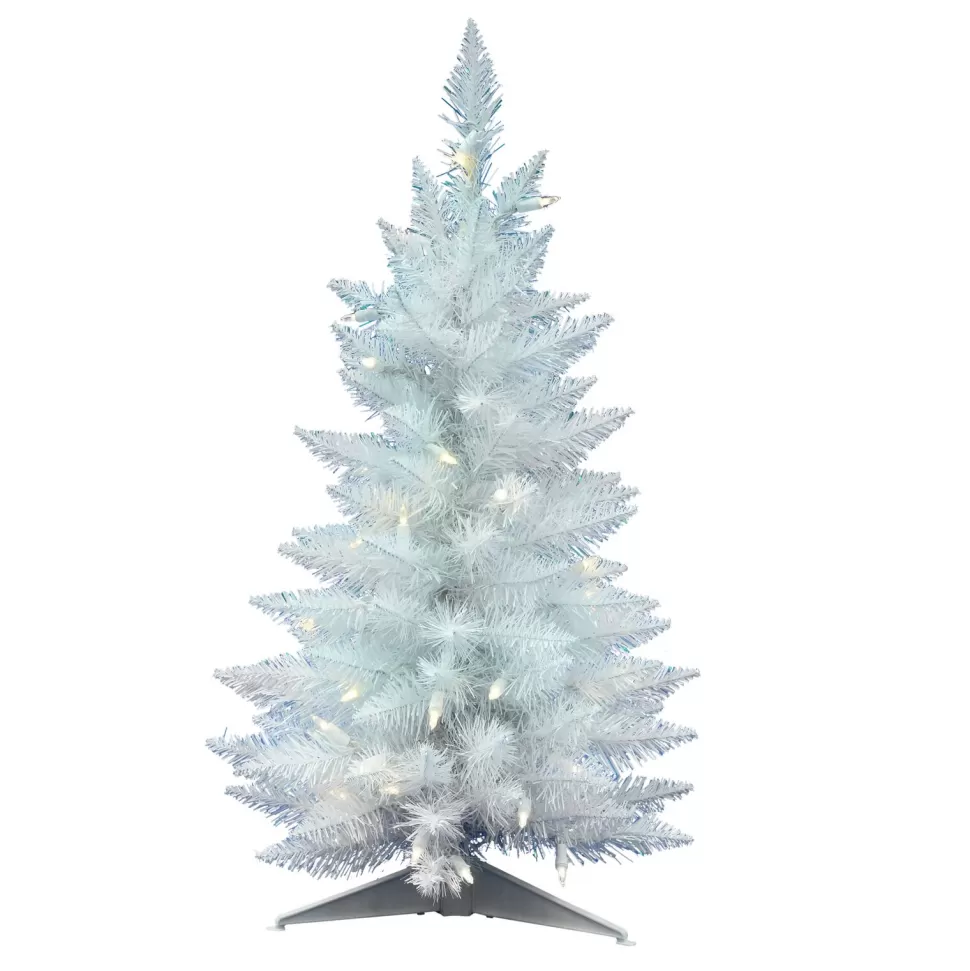 Fashion The Holiday Aisle Sparkle White Spruce Artificial Christmas Tree With 50 Clear White Lights