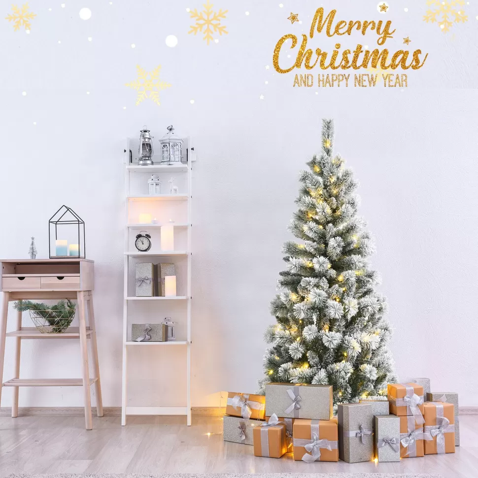 Online The Holiday Aisle ® 5Ft Pre-Lit Snow Flocked Christmas Pine Tree, Hinged Artificial Xmas Tree W/ 140 Remote-Controlled Multi-Color Led Lights