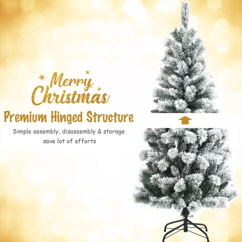 Online The Holiday Aisle ® 5Ft Pre-Lit Snow Flocked Christmas Pine Tree, Hinged Artificial Xmas Tree W/ 140 Remote-Controlled Multi-Color Led Lights