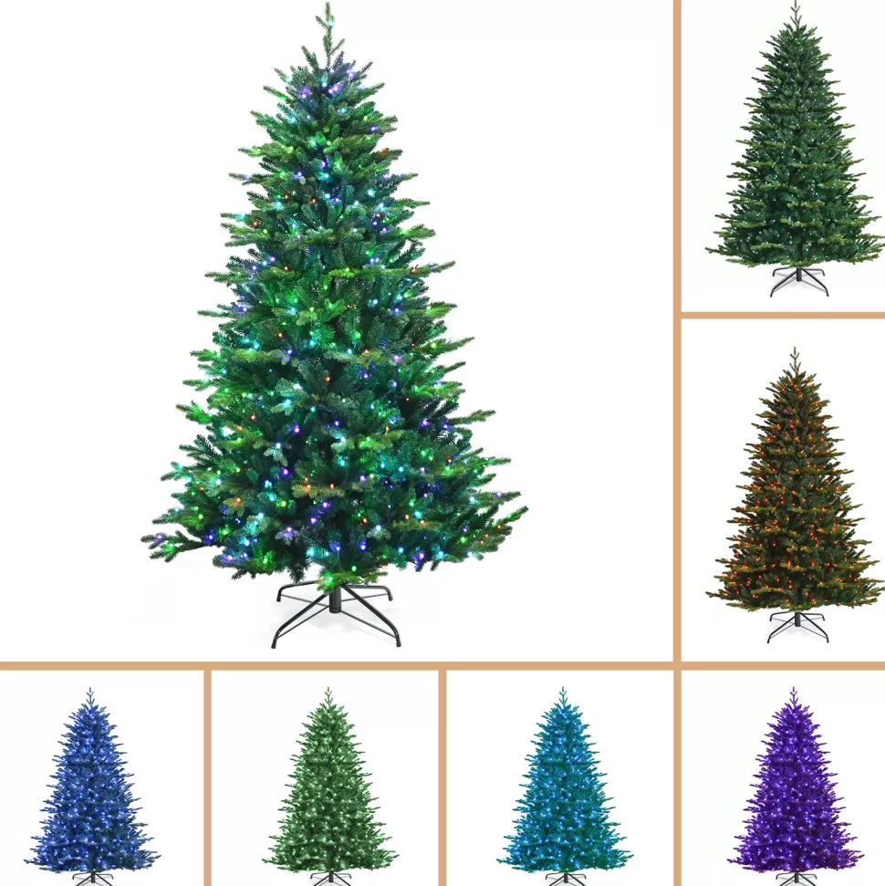 Cheap The Holiday Aisle ® 6Ft App Controlled Christmas Tree, Pe/Pvc Xmas Tree W/ 420 Color Changing Led Lights & 1740 Branch Tips