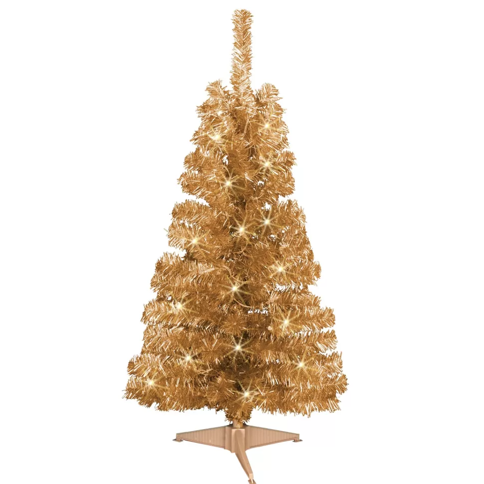 Fashion Jeco Inc. Tinsel 4' Champagne Pine Artificial Christmas Tree With 70 Clear/White Lights