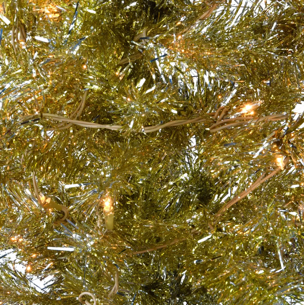 Sale The Holiday Aisle Tinsel Trees Champagne Pine Artificial Christmas Tree With 150 Clear/White Lights