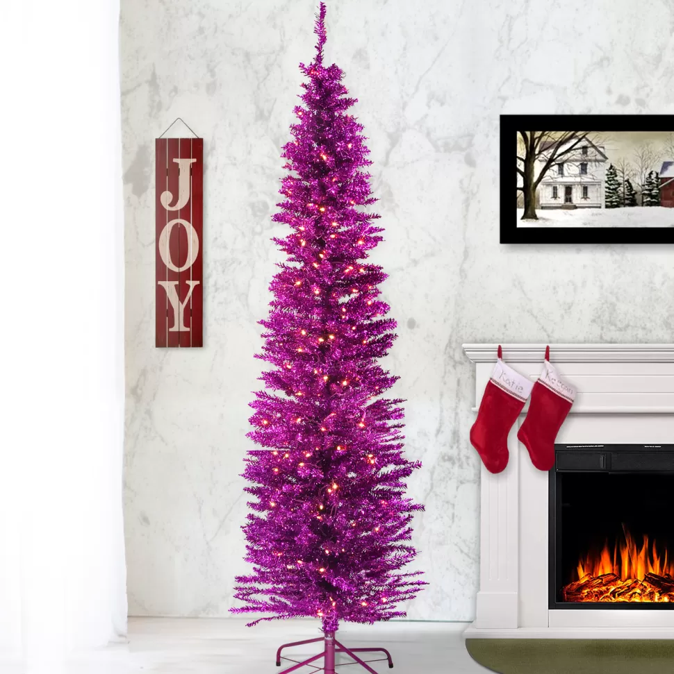 Best Sale The Holiday Aisle Tinsel Trees Lighted Artificial Pine Christmas Tree