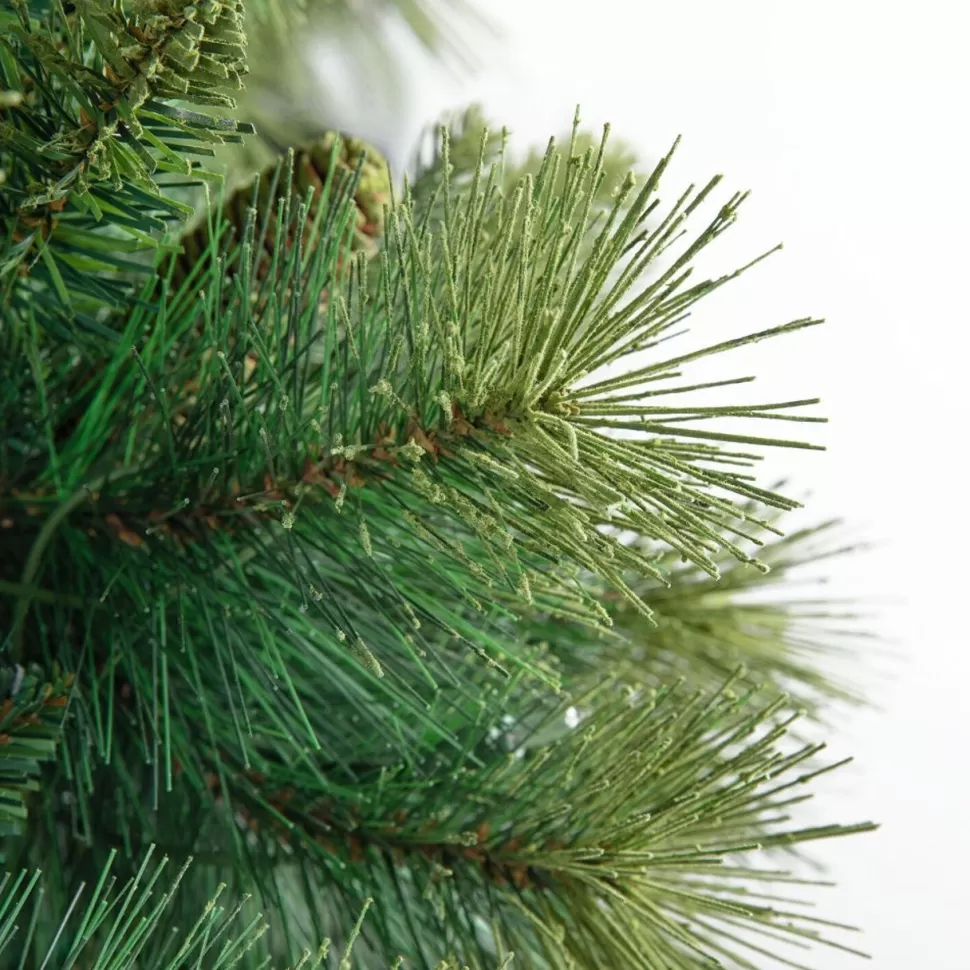 Store The Holiday Aisle Traditional Prelit Artificial Christmas Tree With Pine Cones And Foot Pedal, Lighted Christmas Tree