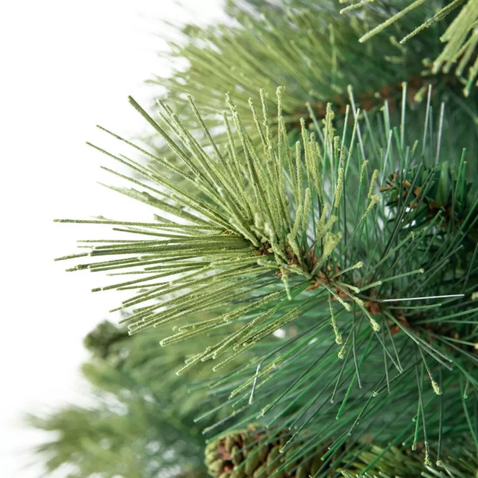 Store The Holiday Aisle Traditional Prelit Artificial Christmas Tree With Pine Cones And Foot Pedal, Lighted Christmas Tree