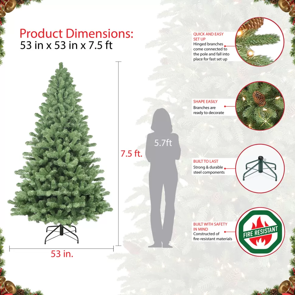 Cheap Kelly Clarkson Home Vermont 7.5' Green Spruce Artificial Christmas Tree With 550 Clear/White Lights