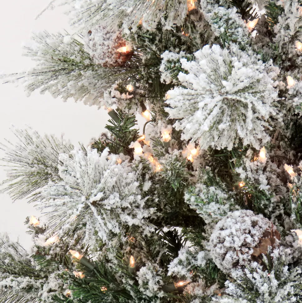 Sale The Holiday Aisle White Artificial Fir Christmas Tree With Incandescent Lights And Pinecones