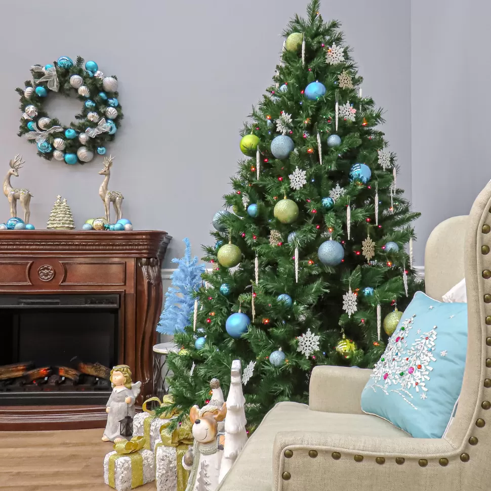 Best The Holiday Aisle Winchester 7.5' Green Pine Artificial Christmas Tree With 500 Multi-Colored Lights